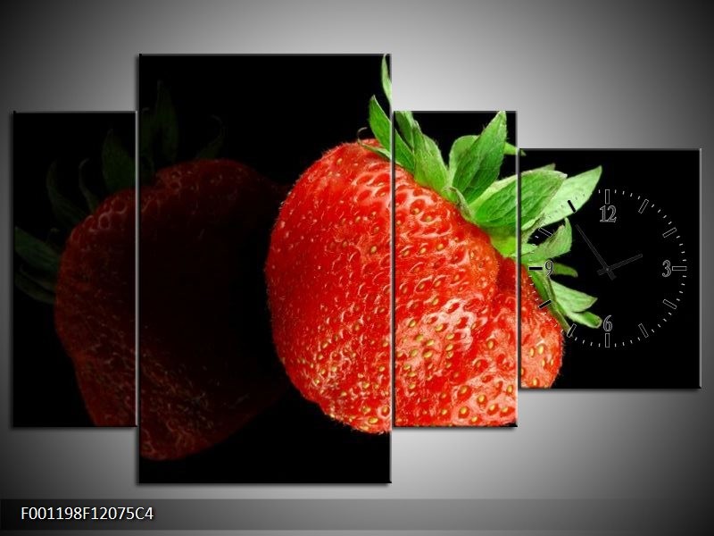 Klok schilderij Fruit | Rood, Zwart | 120x75cm 4Luik