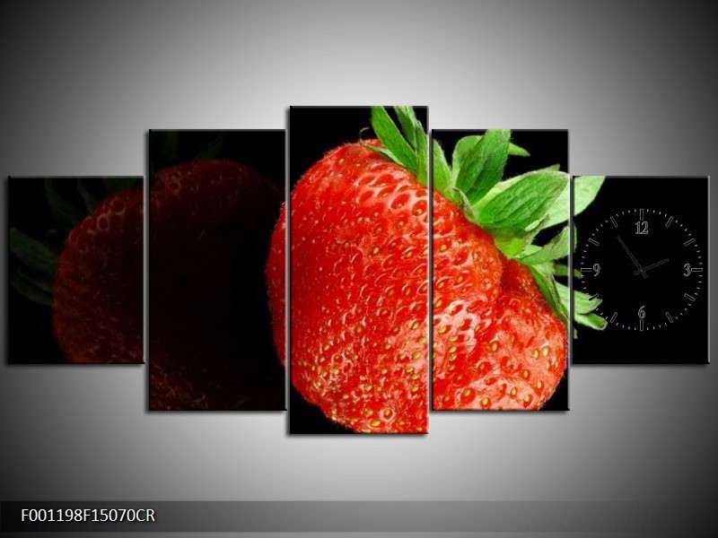 Klok schilderij Fruit | Rood, Zwart | 150x70cm 5Luik