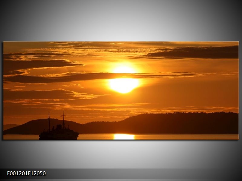 Canvas schilderij Zonsondergang | Geel, Bruin, Zwart | 120x50cm 1Luik