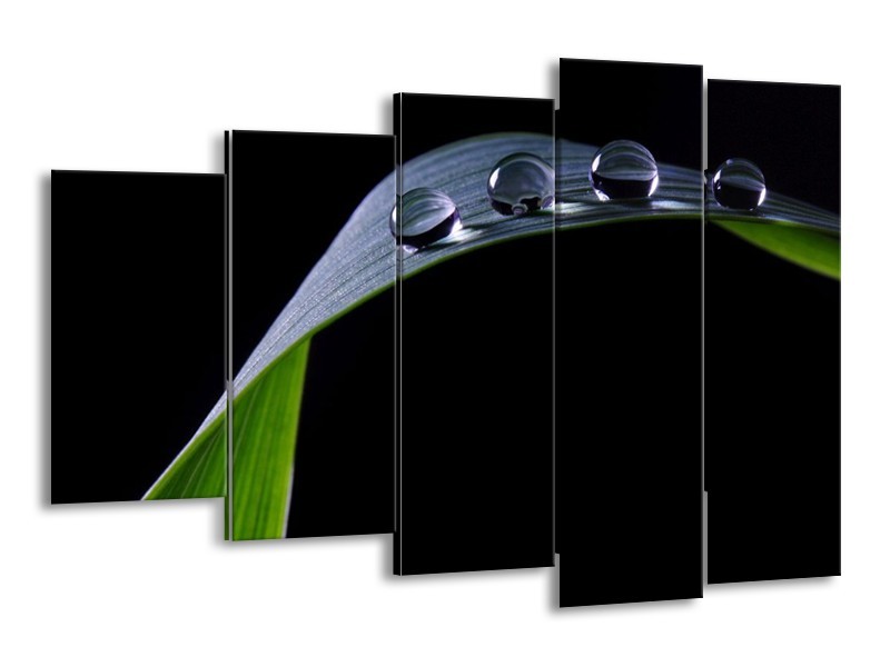 Canvas schilderij Druppels | Zwart, Groen, Grijs | 150x100cm 5Luik
