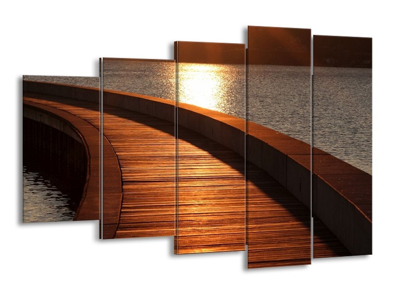 Canvas schilderij Brug | Bruin, Wit, Grijs | 150x100cm 5Luik