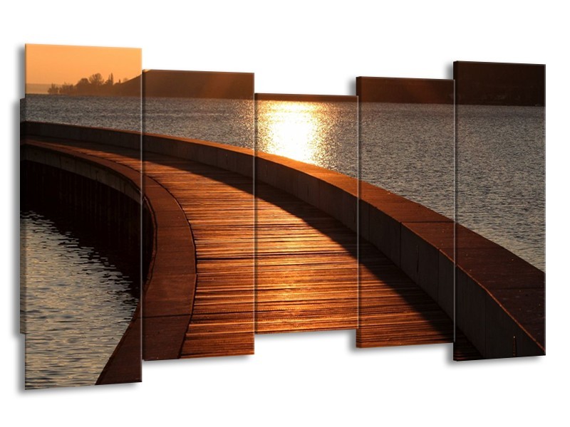 Canvas schilderij Brug | Bruin, Wit, Grijs | 150x80cm 5Luik