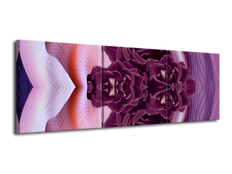 Glas schilderij Bloem | Paars, Wit | 120x40cm 3Luik