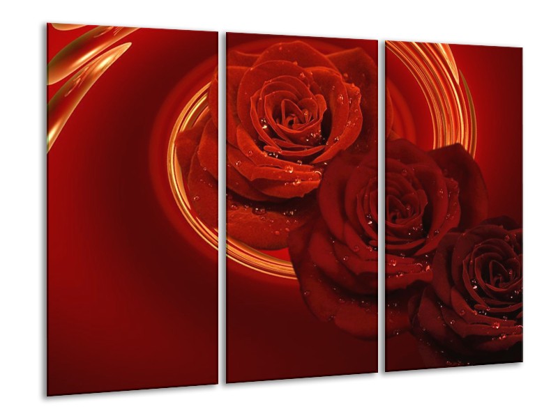 Canvas schilderij Roos | Rood, Oranje | 120x80cm 3Luik