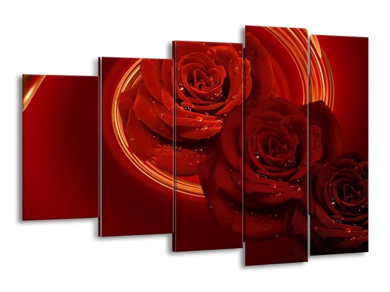Canvas schilderij Roos | Rood, Oranje | 150x100cm 5Luik