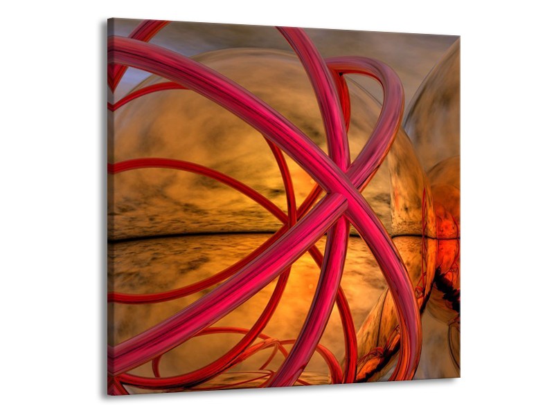 Canvas schilderij Abstract | Geel, Rood | 50x50cm 1Luik
