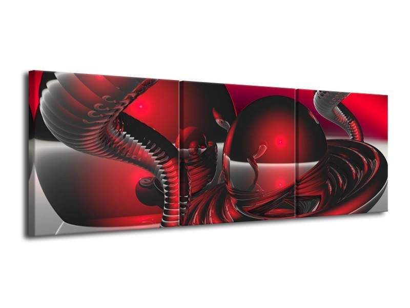 Glas schilderij Abstract | Rood, Zilver | 120x40cm 3Luik