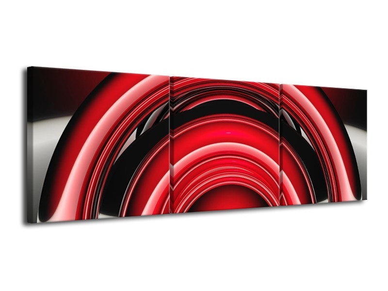 Glas schilderij Abstract | Rood, Zwart, Wit | 120x40cm 3Luik