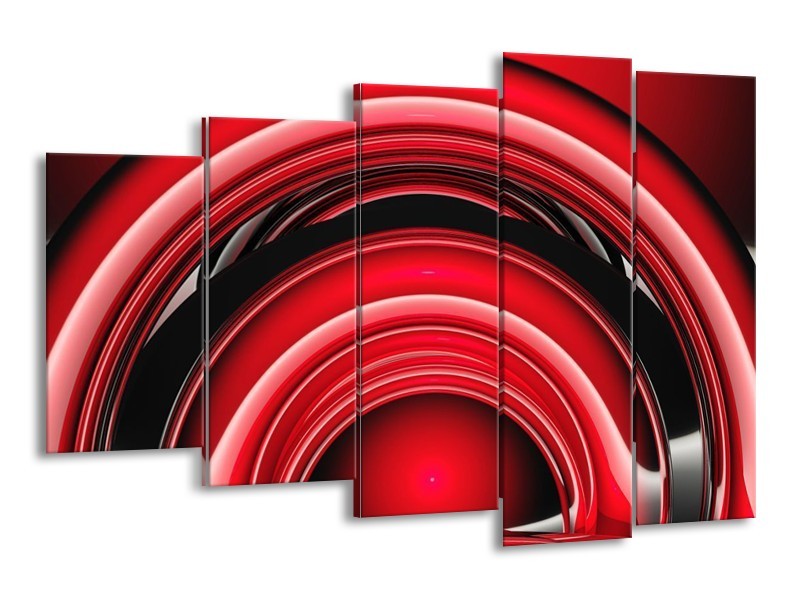 Canvas schilderij Abstract | Rood, Zwart, Wit | 150x100cm 5Luik