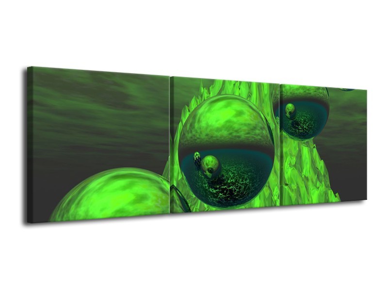 Glas schilderij Abstract | Groen, Grijs | 120x40cm 3Luik