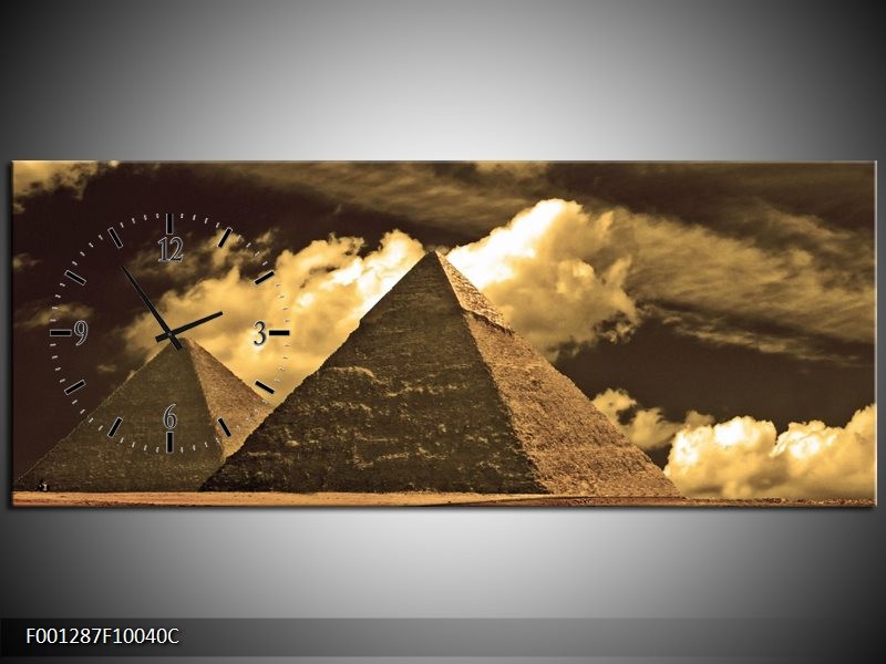 Klok schilderij Piramide | Geel, Wit, Sepia | 100x40cm 1Luik
