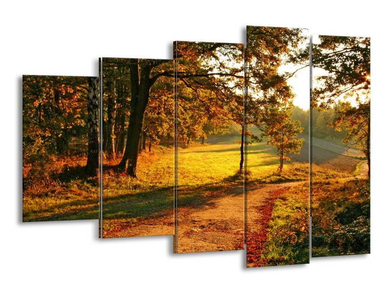 Canvas schilderij Natuur | Groen, Geel, Bruin | 150x100cm 5Luik