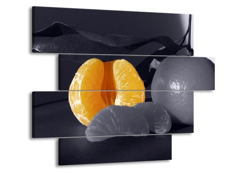 Canvas schilderij Fruit | Geel, Grijs, Zwart | 115x85cm 4Luik