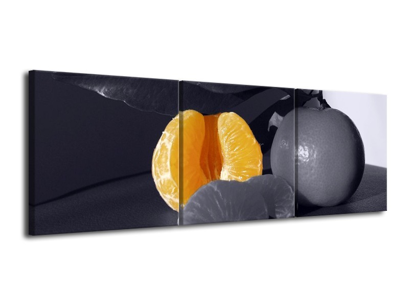 Canvas schilderij Fruit | Geel, Grijs, Zwart | 120x40cm 3Luik