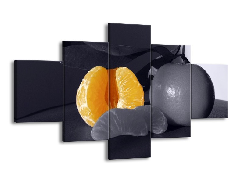 Canvas schilderij Fruit | Geel, Grijs, Zwart | 125x70cm 5Luik