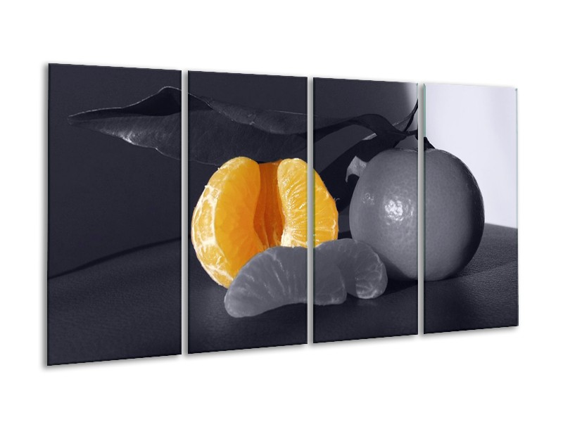 Canvas schilderij Fruit | Geel, Grijs, Zwart | 160x80cm 4Luik