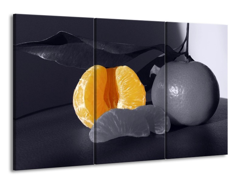 Canvas schilderij Fruit | Geel, Grijs, Zwart | 165x100cm 3Luik