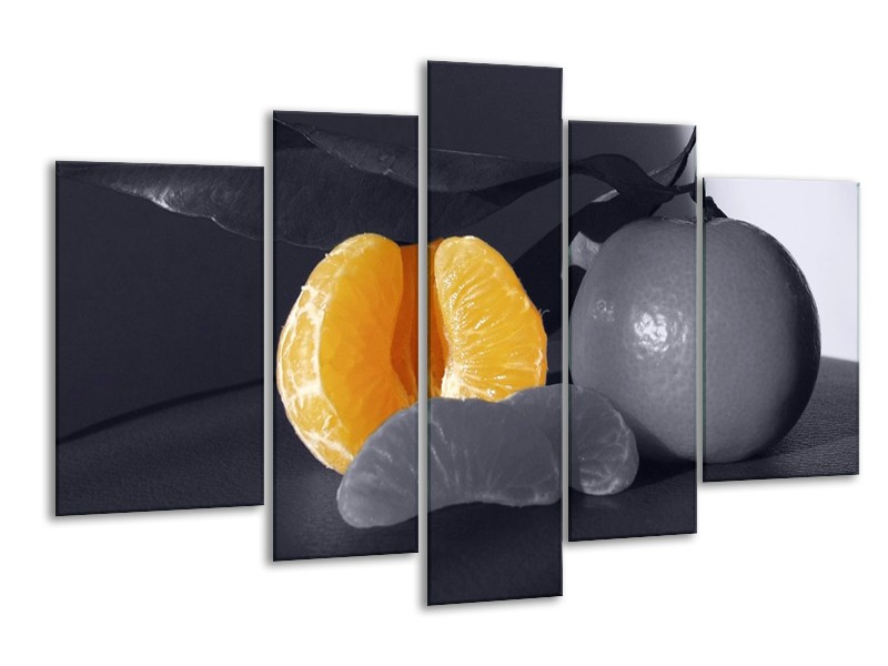 Canvas schilderij Fruit | Geel, Grijs, Zwart | 170x100cm 5Luik