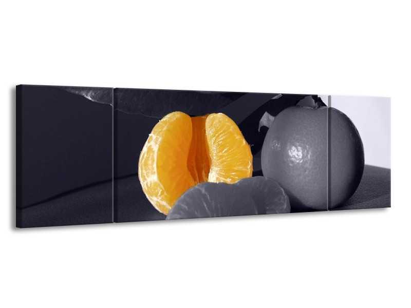 Canvas schilderij Fruit | Geel, Grijs, Zwart | 170x50cm 3Luik