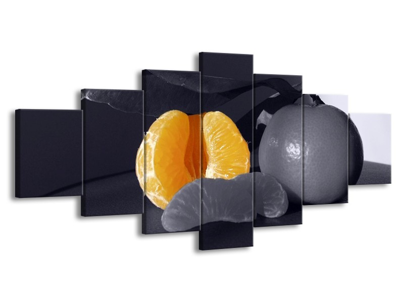 Canvas schilderij Fruit | Geel, Grijs, Zwart | 210x100cm 7Luik