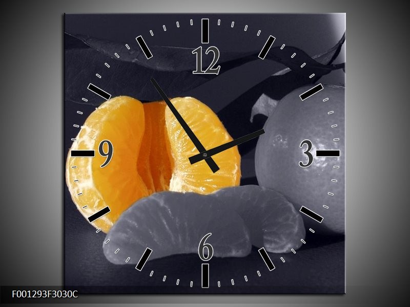 Klok schilderij Fruit | Geel, Grijs, Zwart | 30x30cm 1Luik