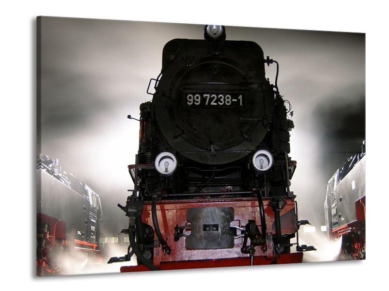 Glas schilderij Trein | Zwart, Wit, Grijs | 100x70cm 1Luik