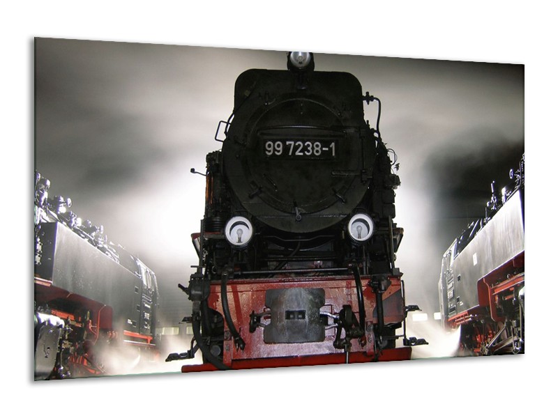 Glas schilderij Trein | Zwart, Wit, Grijs | 120x70cm 1Luik