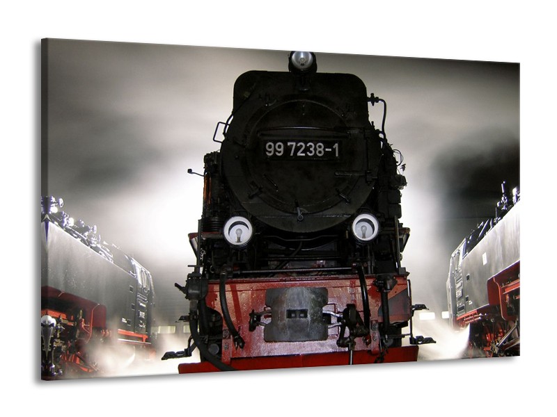 Glas schilderij Trein | Zwart, Wit, Grijs | 140x90cm 1Luik