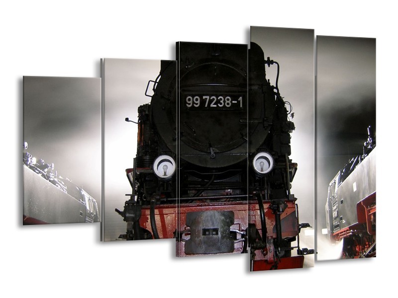 Glas schilderij Trein | Zwart, Wit, Grijs | 150x100cm 5Luik