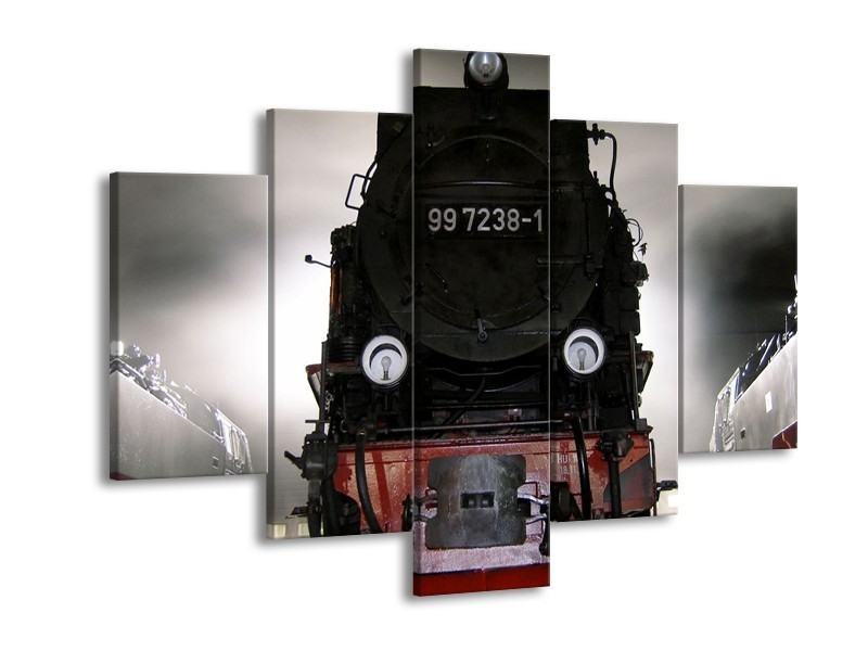 Glas schilderij Trein | Zwart, Wit, Grijs | 150x105cm 5Luik