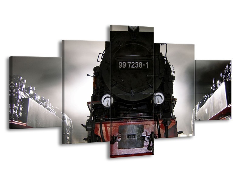 Glas schilderij Trein | Zwart, Wit, Grijs | 150x80cm 5Luik