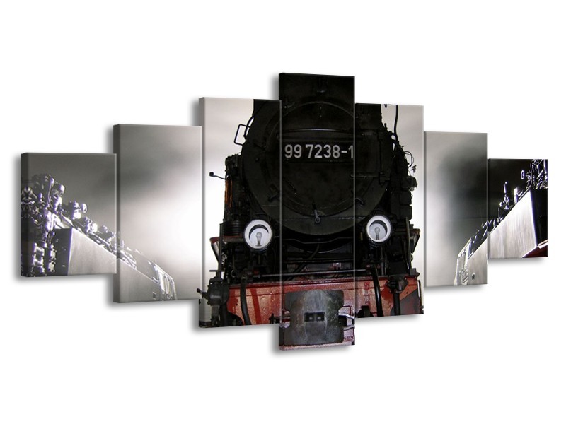 Glas schilderij Trein | Zwart, Wit, Grijs | 210x100cm 7Luik