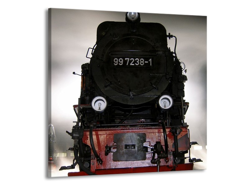 Glas schilderij Trein | Zwart, Wit, Grijs | 70x70cm 1Luik