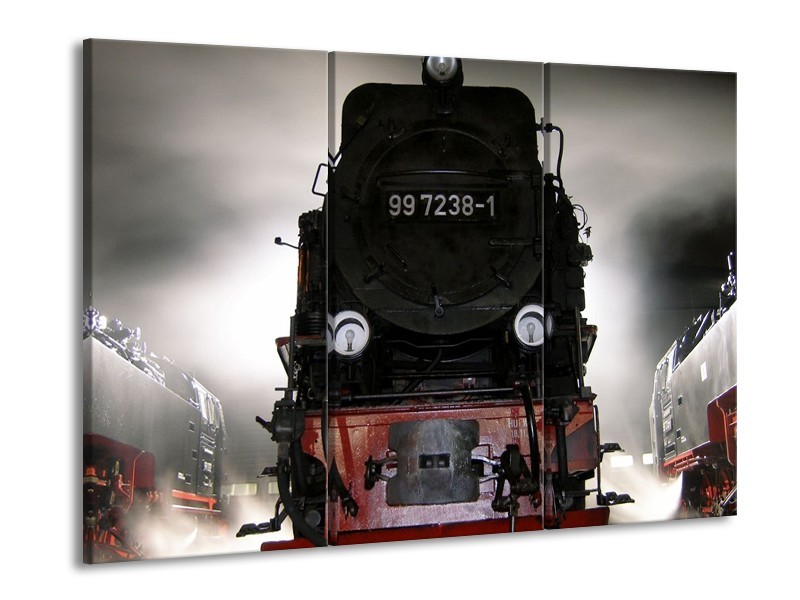 Glas schilderij Trein | Zwart, Wit, Grijs | 90x60cm 3Luik