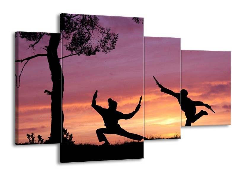 Canvas schilderij Sport | Paars, Wit, Geel | 120x75cm 4Luik