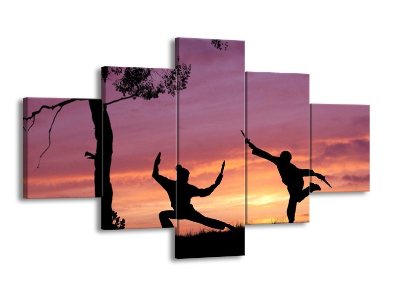 Canvas schilderij Sport | Paars, Wit, Geel | 125x70cm 5Luik