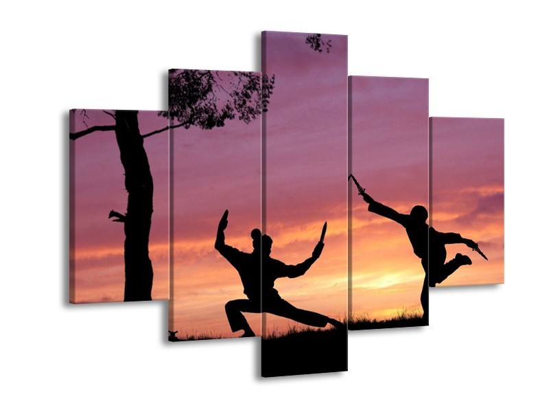 Canvas schilderij Sport | Paars, Wit, Geel | 150x105cm 5Luik