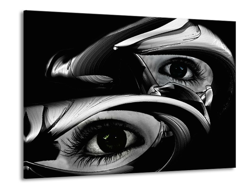 Glas schilderij Ogen | Zwart, Wit | 100x70cm 1Luik