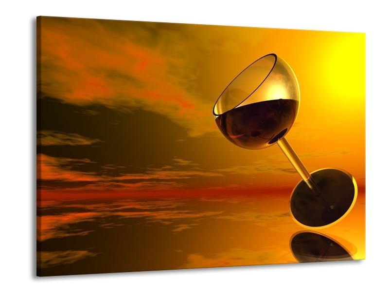 Canvas schilderij Wijn | Oranje, Rood, Zwart | 100x70cm 1Luik