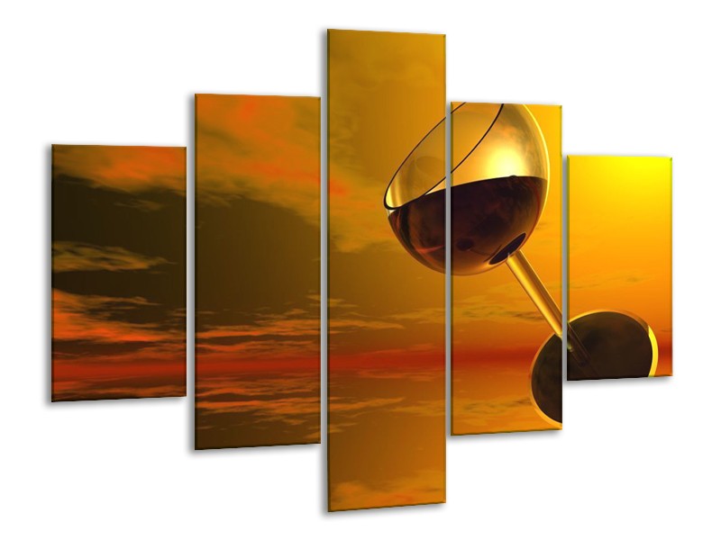 Glas schilderij Wijn | Oranje, Rood, Zwart | 100x70cm 5Luik