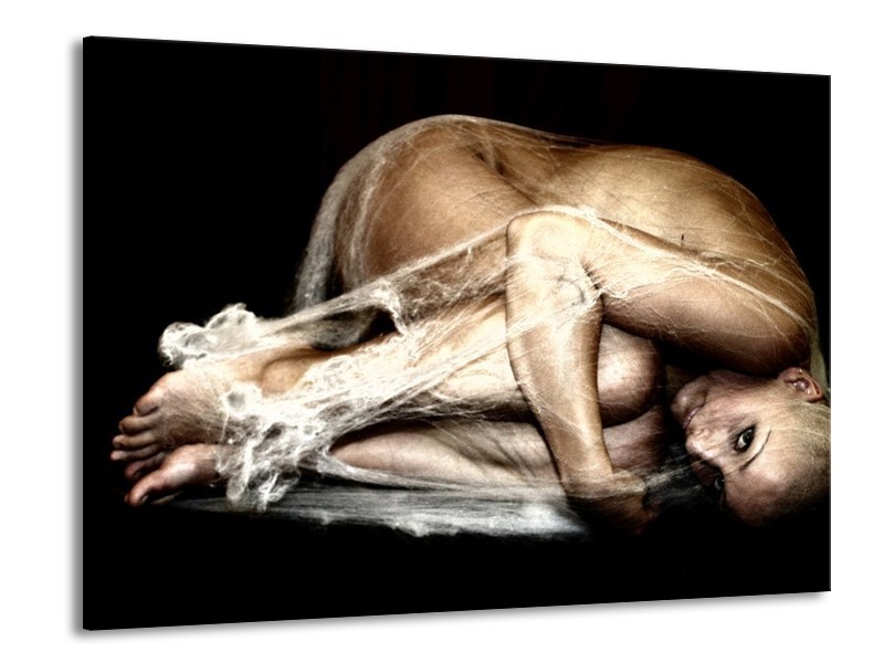 Canvas schilderij Mensen | Bruin, Zwart, Crème | 100x70cm 1Luik