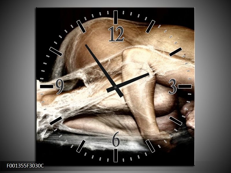 Klok schilderij Mensen | Bruin, Zwart, Crème | 30x30cm 1Luik