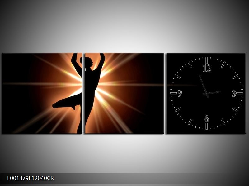 Klok schilderij Dansen | Zwart, Wit | 120x40cm 3Luik