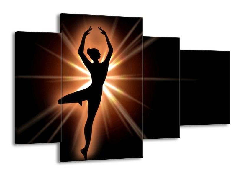 Canvas schilderij Dansen | Zwart, Wit | 120x75cm 4Luik