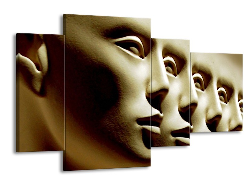 Canvas schilderij Gezichten | Wit, Bruin, Zwart | 120x75cm 4Luik