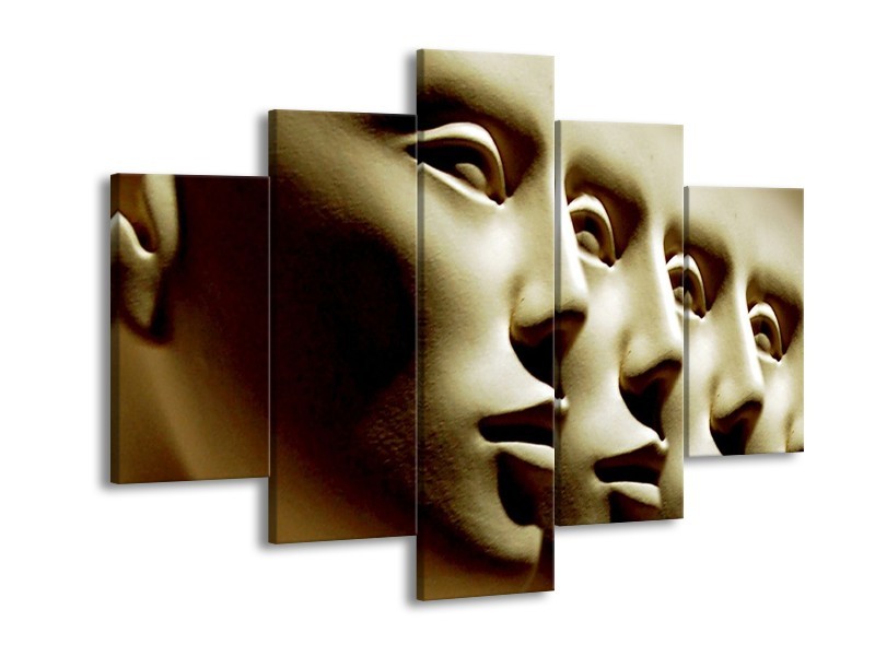 Canvas schilderij Gezichten | Wit, Bruin, Zwart | 150x105cm 5Luik