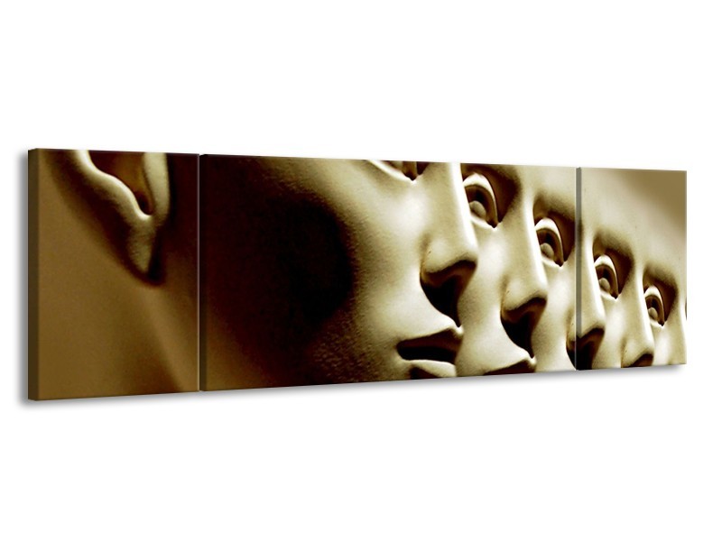 Canvas schilderij Gezichten | Wit, Bruin, Zwart | 170x50cm 3Luik