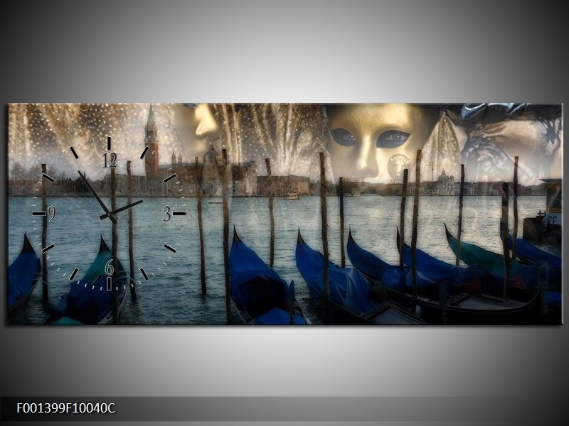 Klok schilderij Venetie | Grijs, Goud, Blauw | 100x40cm 1Luik