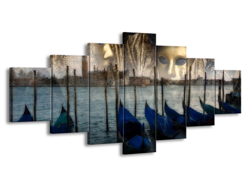 Glas schilderij Venetie | Grijs, Goud, Blauw | 210x100cm 7Luik