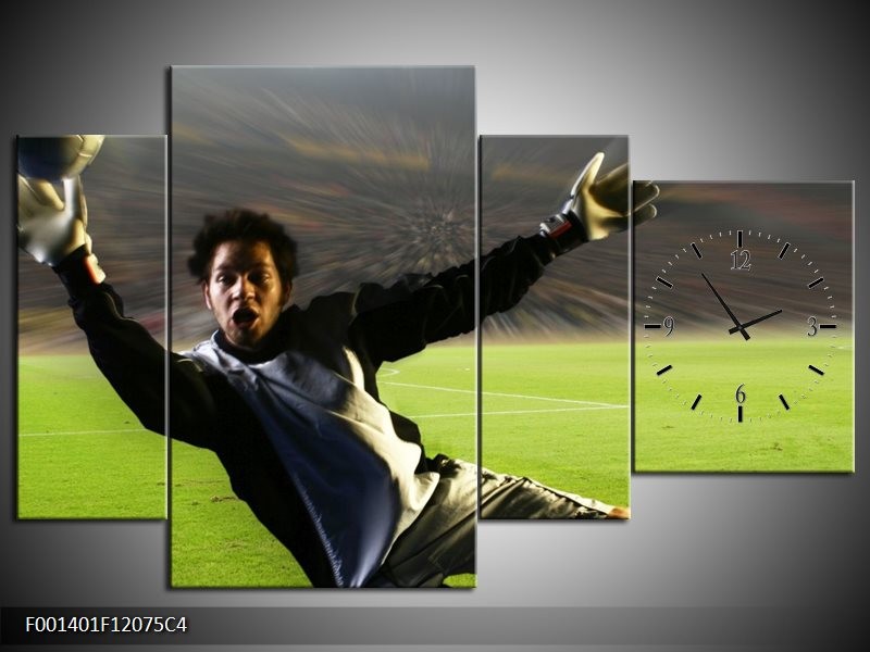 Klok schilderij Sport | Groen, Grijs, Zwart | 120x75cm 4Luik